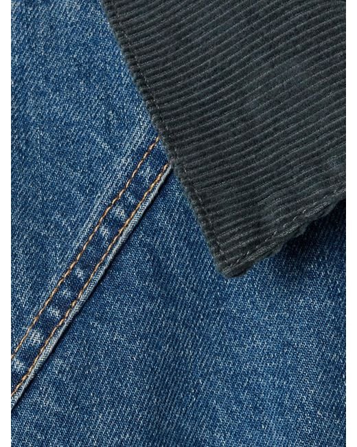 SLVRLAKE Denim Blue Camden Corduroy-Trimmed Denim Jacket