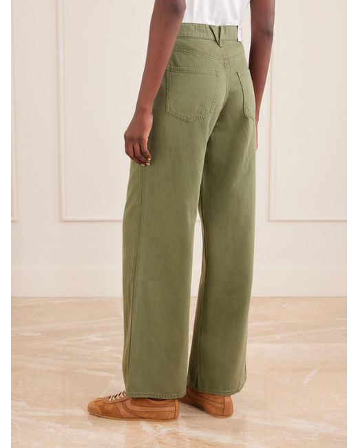 Veronica Beard Green Kasey Mid-Rise Wide-Leg Jeans