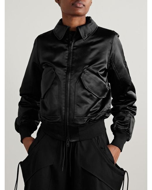 Adidas Originals Black Y-3 Wattierte Bomberjacke Aus Satin