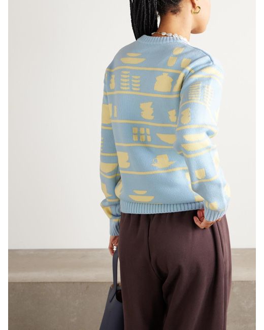 J.W. Anderson Blue Crockery Pullover Aus Wolle Mit Intarsienmuster