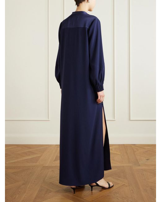 La Ligne Blue Francine Button-Detailed Crepe Maxi Dress