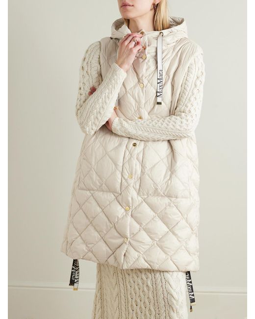 Max Mara Natural The Cube Hooded Grosgrain-Trimmed Quilted Shell Down Vest