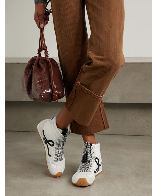 Loewe White Ballet Runner 2.0 Sneakers Aus Shell Und Veloursleder Mit Lederbesätzen