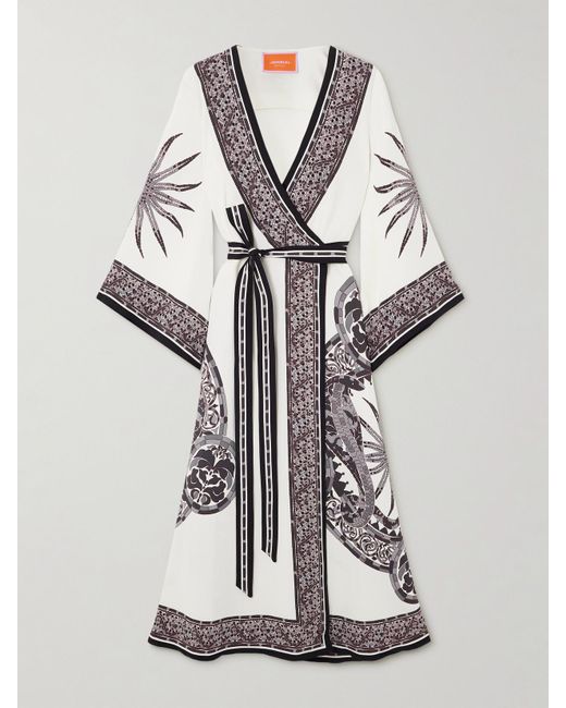 LaDoubleJ Multicolor Printed Crepe Midi Wrap Dress