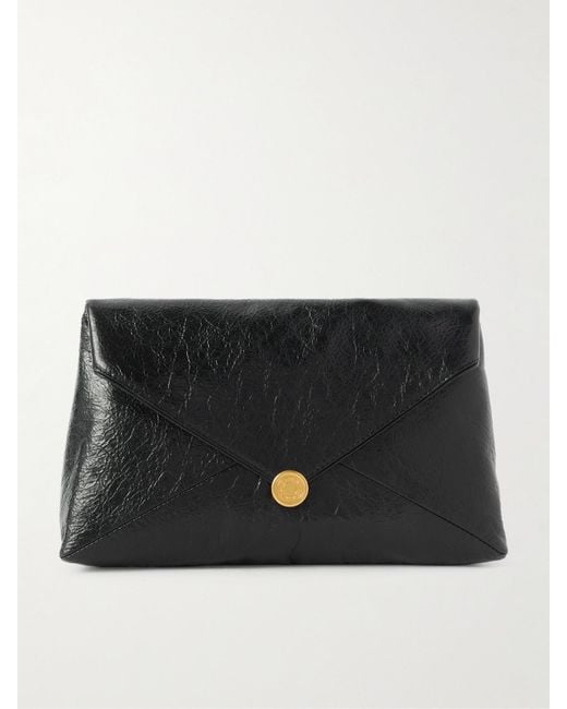 Dries Van Noten Black Mittelgroße Clutch Aus Strukturiertem Leder