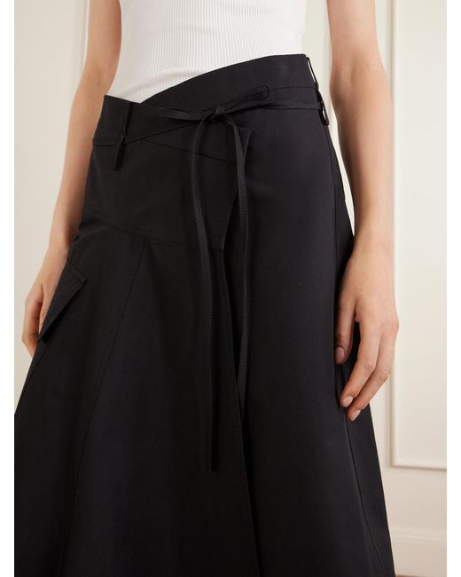 Bottega Veneta Black Wrapped Cotton-Mousseline Maxi Skirt