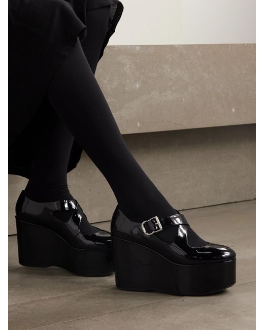 Alaïa Black Patent Wedge Shoes