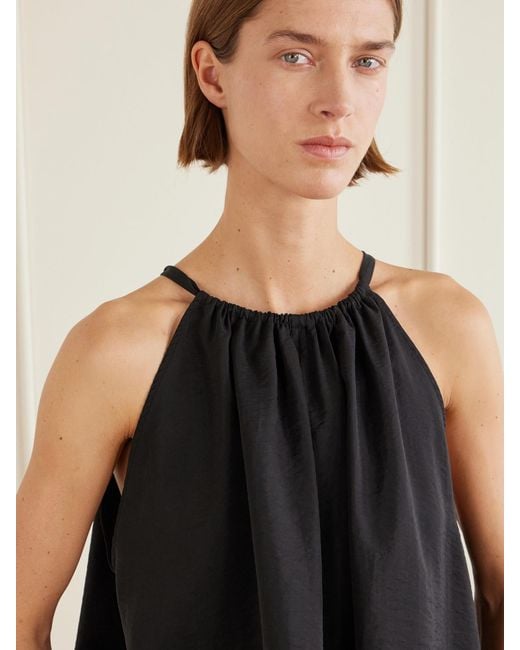 Totême Black Gathered Lyocell-Blend Halterneck Top