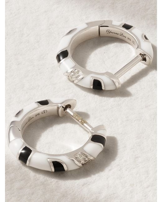 Yvonne Léon Natural 9-Karat, Diamond And Enamel Hoop Earrings
