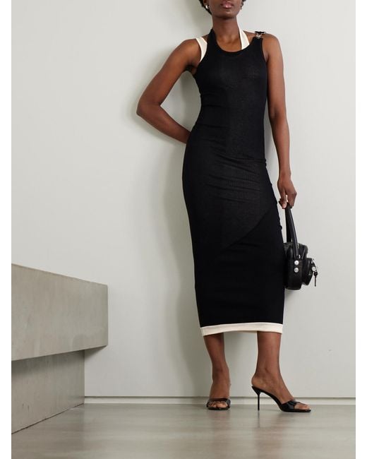 Jean Paul Gaultier Black Cotton Ribbed Twisted Double Layer Sleeveless Dress