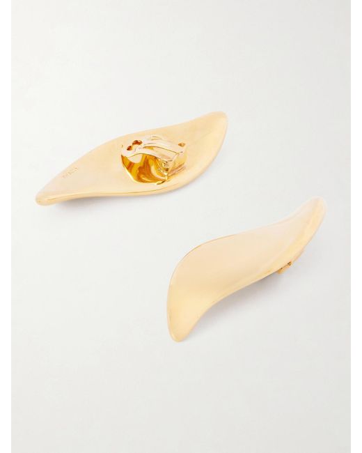 Khaite Natural Leaf-Plated Earrings