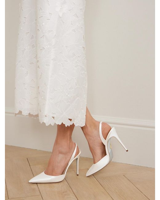 Aquazzura White So Nude 105 Satin Slingback Pumps