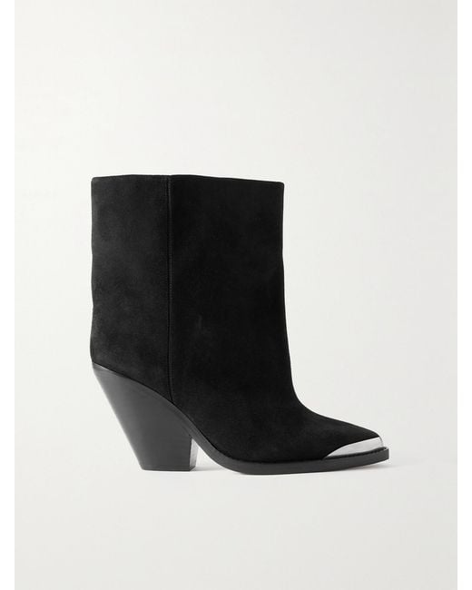 Isabel Marant Black Ladel Embellished Suede Ankle Boots