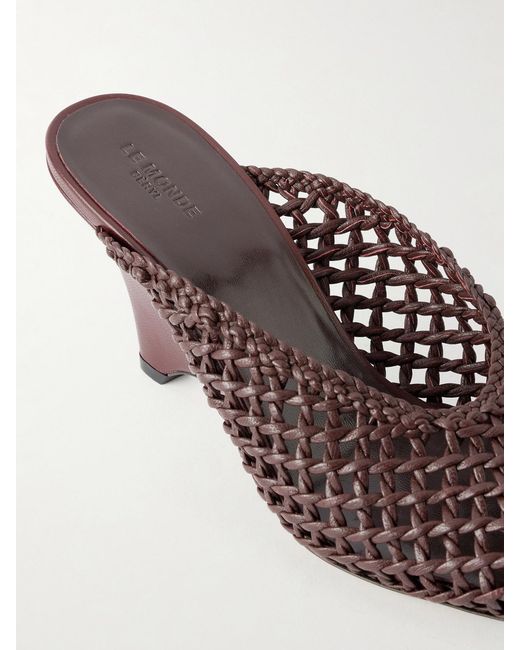 Le Monde Beryl Brown Victoria 70 Woven Leather Mules