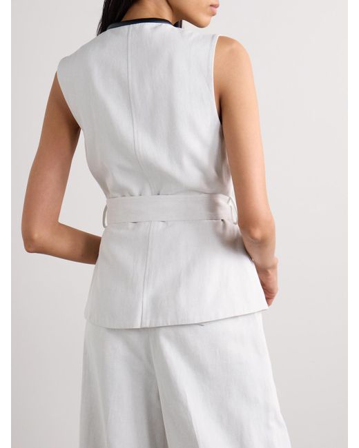 Proenza Schouler White Elliot Wickeloberteil Aus Twill Einer Baumwoll-Leinenmischung Mit Kunstlederbesätzen Und Bindegürtel