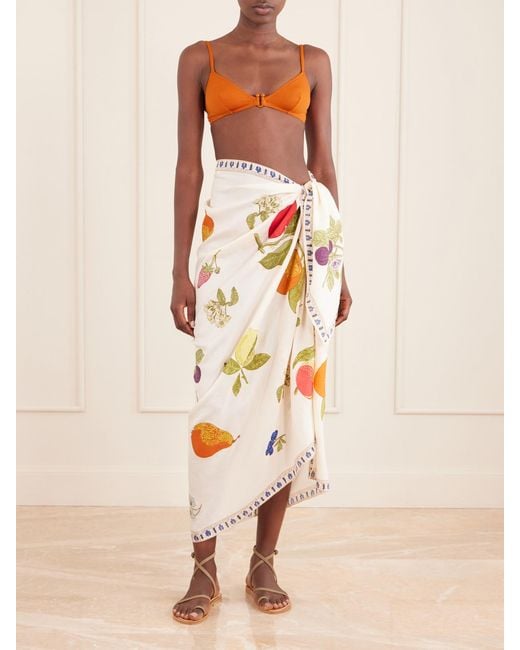 Alix Of Bohemia White Soraya Printed Silk Pareo