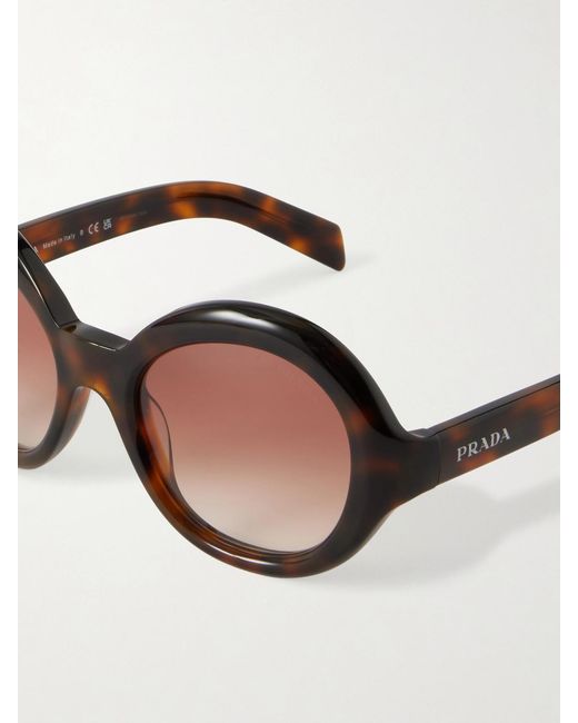 Prada Brown Round-Frame Acetate Sunglasses