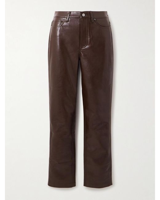 Anine Bing Brown Bruno Cropped Slim-Leg Pants