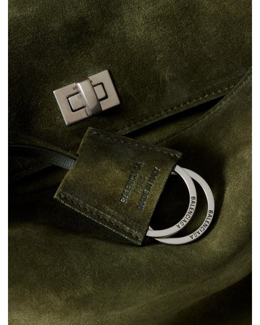 Balenciaga Green Rodeo Mittelgroße Schultertasche Aus Veloursleder