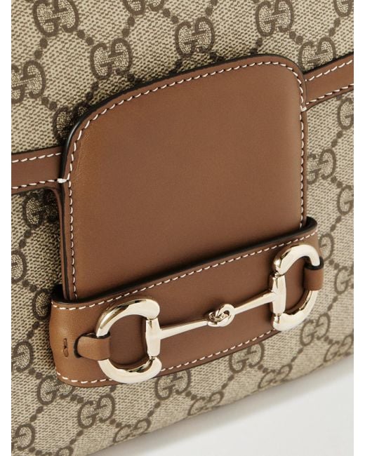 Gucci Natural Horsebit 1955 Leather-Trimmed Printed Coated-Canvas Shoulder Bag