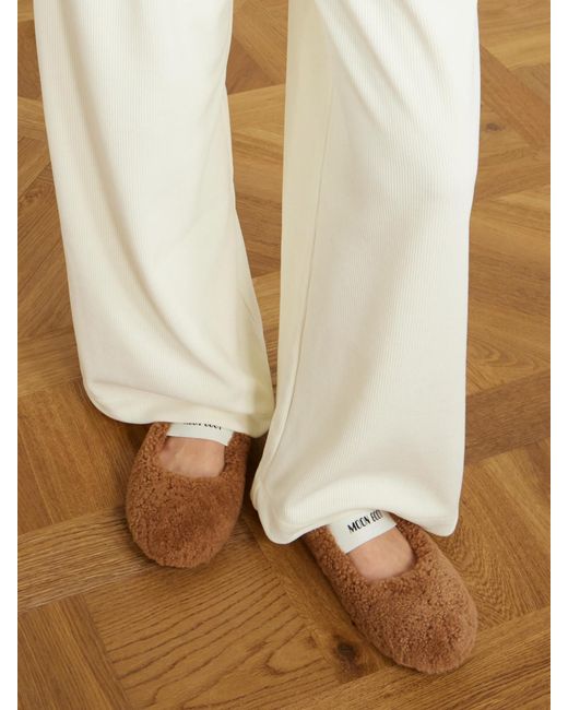 Moon Boot Brown Shearling Ballet Flats