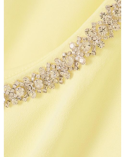 Self-Portrait Yellow Crystal-Embellished Crepe Mini Dress