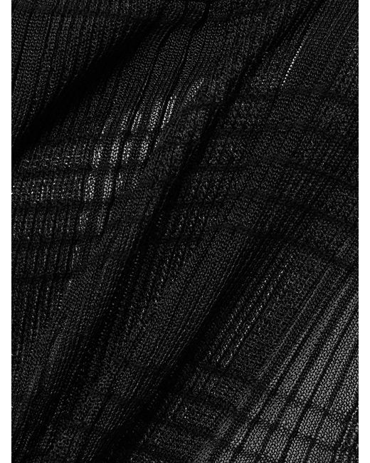 Jean Paul Gaultier Black Embellished Checked Ribbed-Knit Turtleneck Maxi Dress