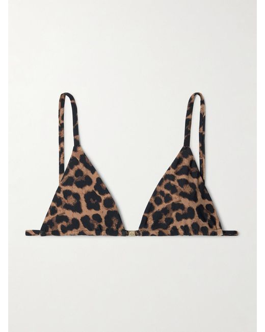 Anine Bing Natural Bellamy Leopard-Print Recycled Bikini Top