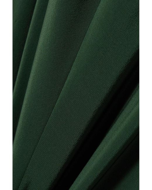 Totême Green Gathered Hammered Silk-Satin Maxi Dress