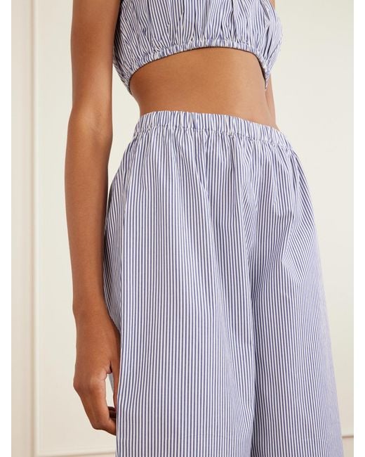Suzie Kondi Purple Striped Cotton-Poplin Balloon Pants