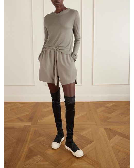 Rick Owens Gray Cropped Cotton-Jersey Hooded T-Shirt