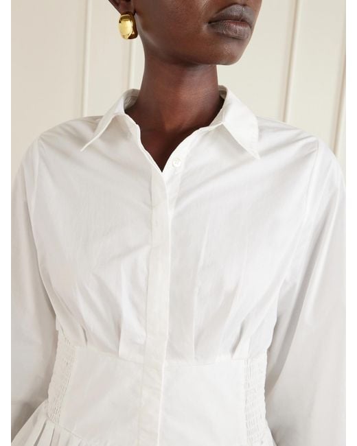 Rosie Assoulin White Boogie Woogie Bugle Boy Shirred Cotton-Poplin Blouse