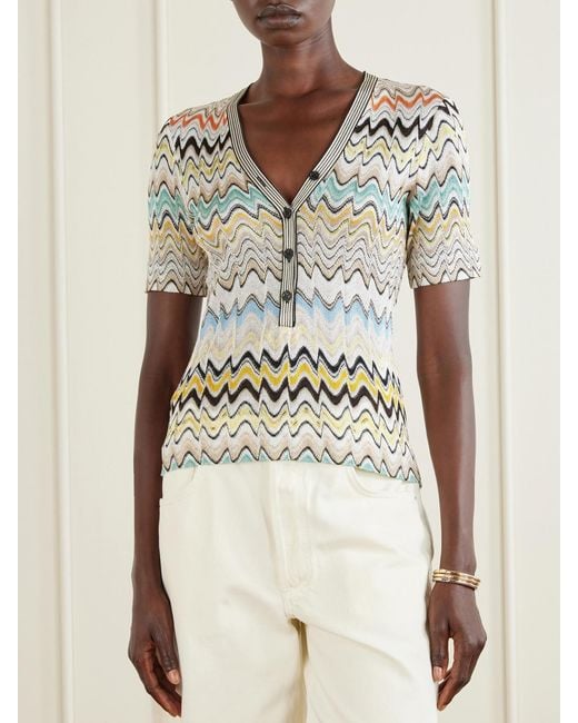 Missoni Natural Striped Crochet-Knit Sweater