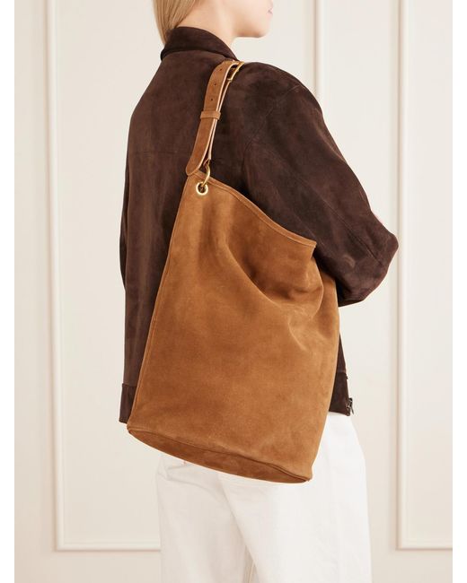 Nili Lotan Brown Cooper Suede Shoulder Bag