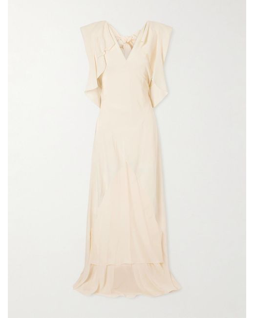 Lanvin Natural Ruffled Silk-Georgette Gown