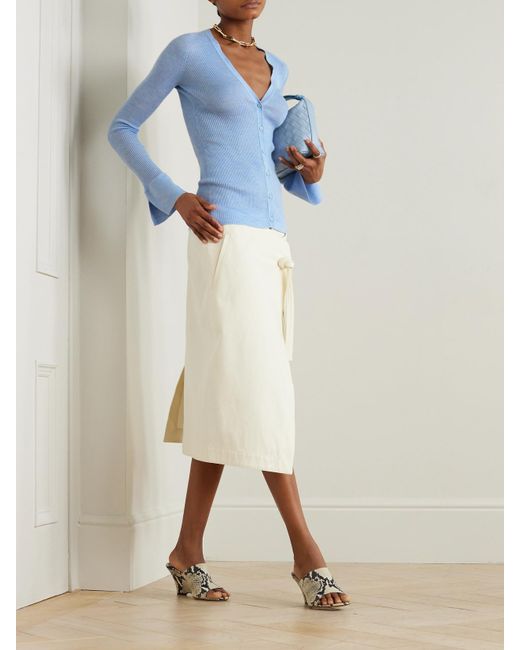 Sa Su Phi Blue Ribbed Cashmere And Silk-Blend Cardigan