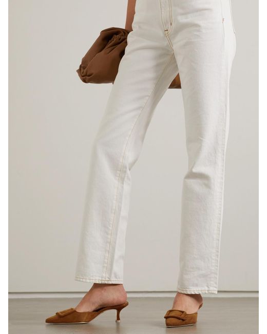 Manolo Blahnik Brown Maysale 50 Mules Aus Veloursleder Mit Schnalle