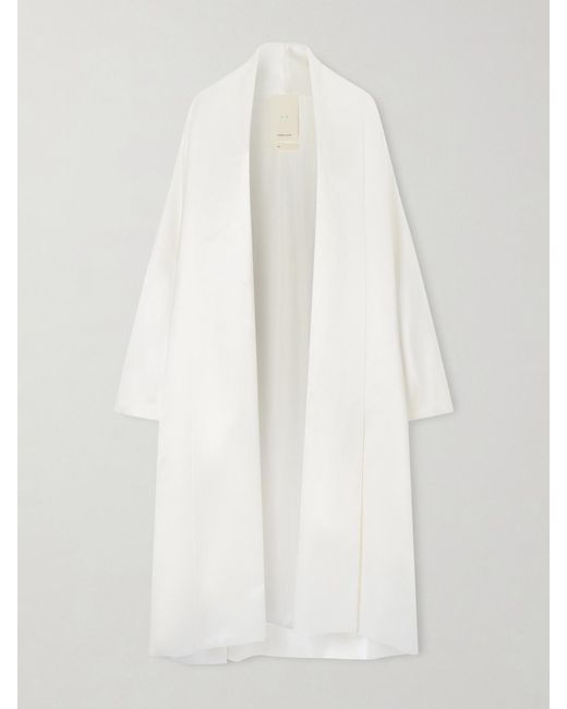 Colleen Allen White Silk Duchesse-Satin Coat