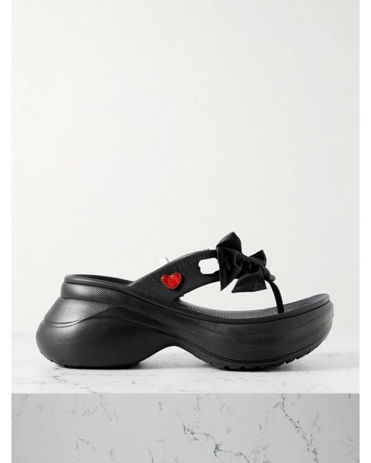 Balenciaga Black Crocs Zehensandalen Aus Gummi Mit Verzierungen Und Plateau