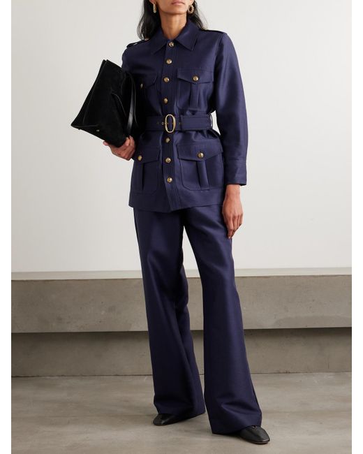 Zimmermann Blue Jacke Aus Einer Woll-Seidenmischung Mit Gürtel