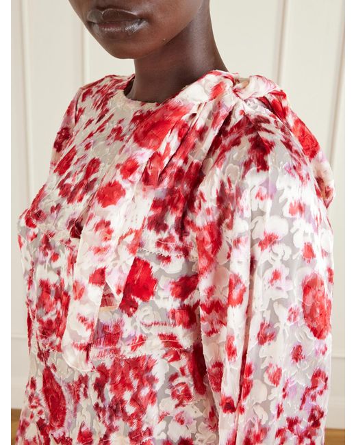 Isabel Marant Red Firma Floral-Print Chiffon Blouse