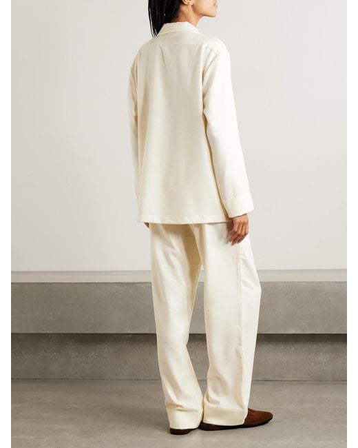 Olivia Von Halle White Vanderbilt Cashmere Pajama Set