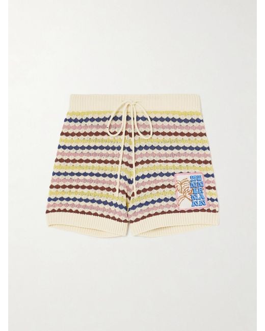 Zimmermann Metallic Awaken Appliquéd Striped Cotton-Blend Shorts
