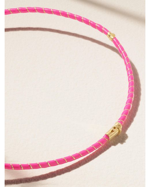 Yvonne Léon Pink 9-Karat And Enamel Diamond Necklace