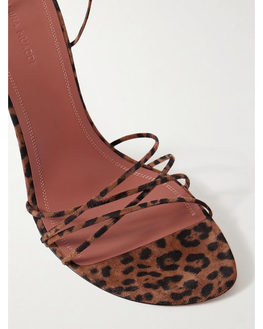 AMINA MUADDI Multicolor Lori Riemchensandalen Aus Veloursleder Mit Leopardenprint