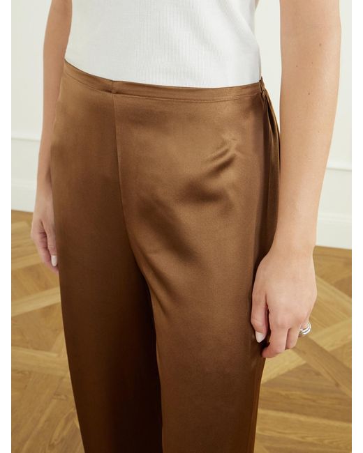 Staud Brown Stroll Silk-Blend Wide-Leg Pants