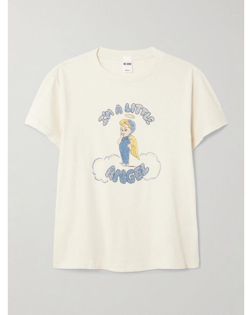 Re/done Natural Classic T-Shirt Aus Baumwoll-Jersey Mit Print
