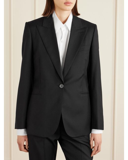 Givenchy Black Pinstriped Wool Blazer
