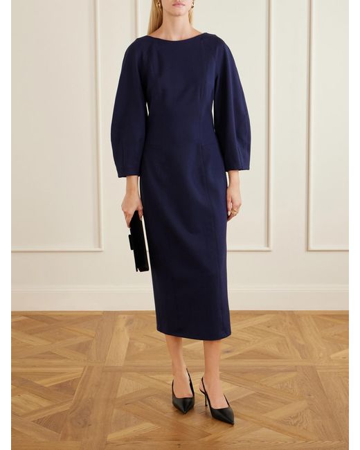 Carolina Herrera Blue Cady Midi Dress