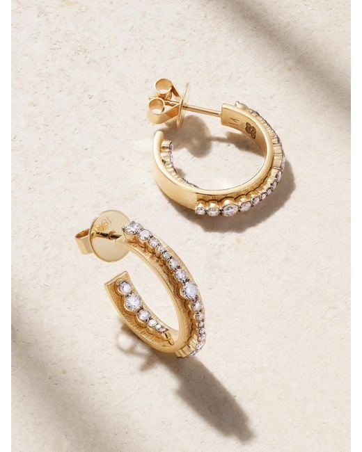 Ileana Makri Natural Inside Out Ripple 18-Karat, Rhodium-Plated And Diamond Hoop Earrings